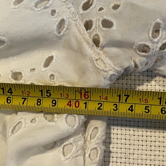 Abercrombie Fitch White Eyelet Button Up Tie Front Crop Flutter Sleeve Blouse S - Picture 8 of 10